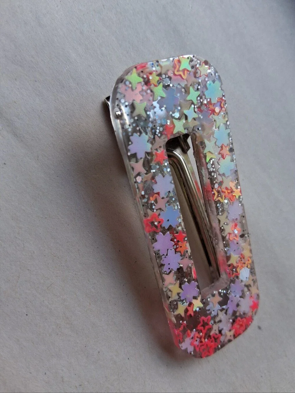 5/$25 Hand Crafted Glitter Star Barrette - Pastel Lavender, Pink & Coral Accents